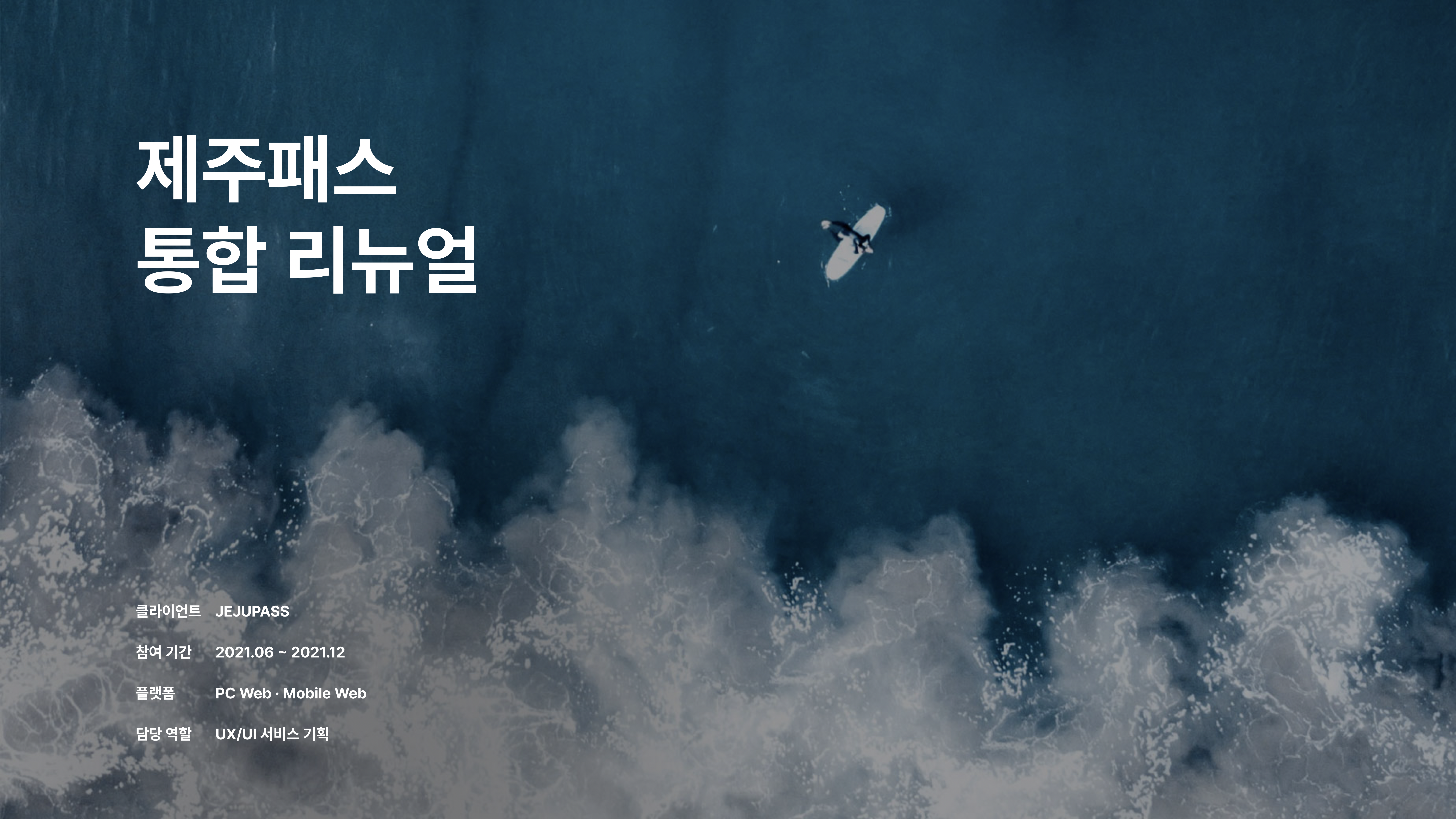 제주패스 통합 리뉴얼 포트폴리오 1페이지